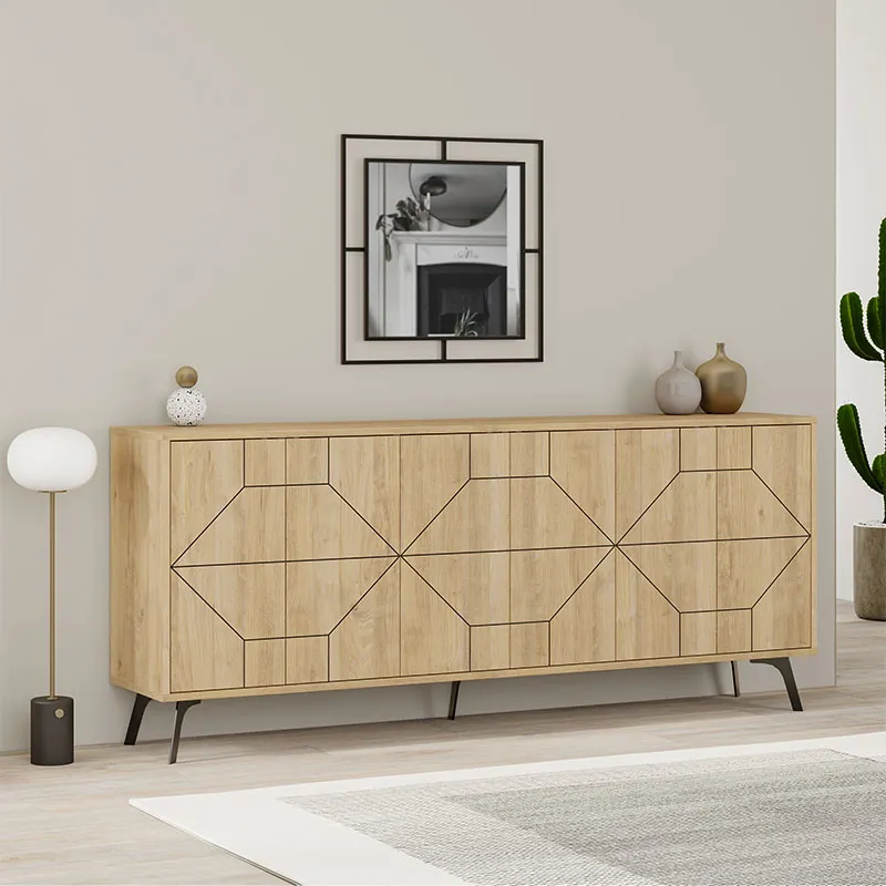 Μπουφές μελαμίνης Dune Megapap χρώμα φυσικό οξιάς 184x35x77,4εκ. - Μπουφέδες