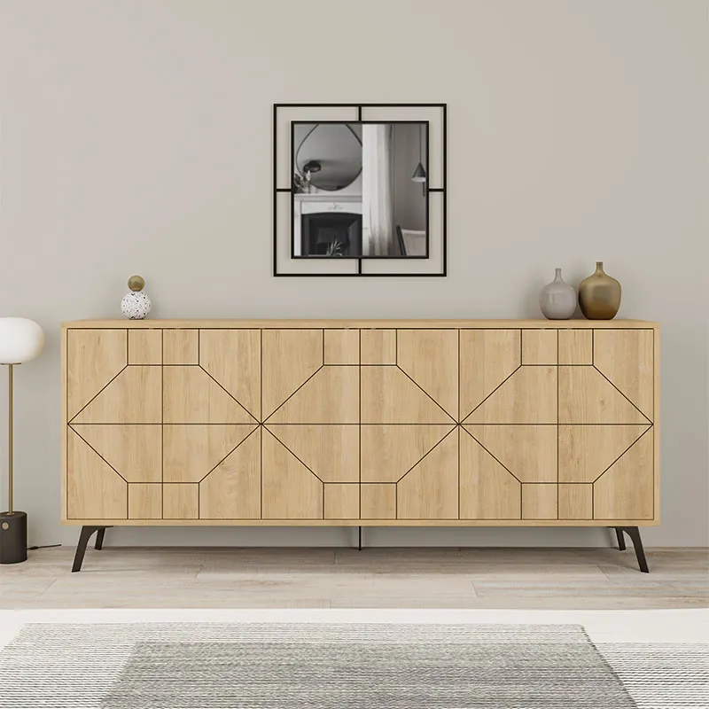 Μπουφές μελαμίνης Dune Megapap χρώμα φυσικό οξιάς 184x35x77,4εκ. - Μπουφέδες