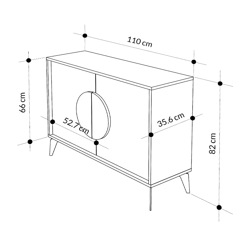 Μπουφές μελαμίνης Gora Megapap χρώμα ανοιχτό καφέ 110x35,6x82εκ. - Μπουφέδες