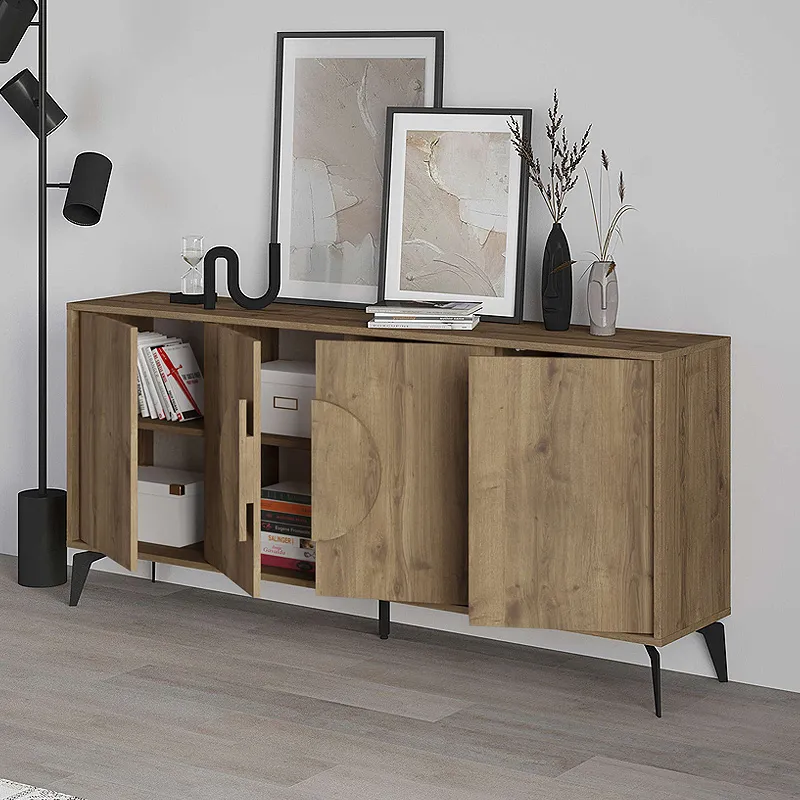 Μπουφές μελαμίνης Gora Megapap χρώμα ανοιχτό καφέ 180x35,6x82εκ. - Μπουφέδες