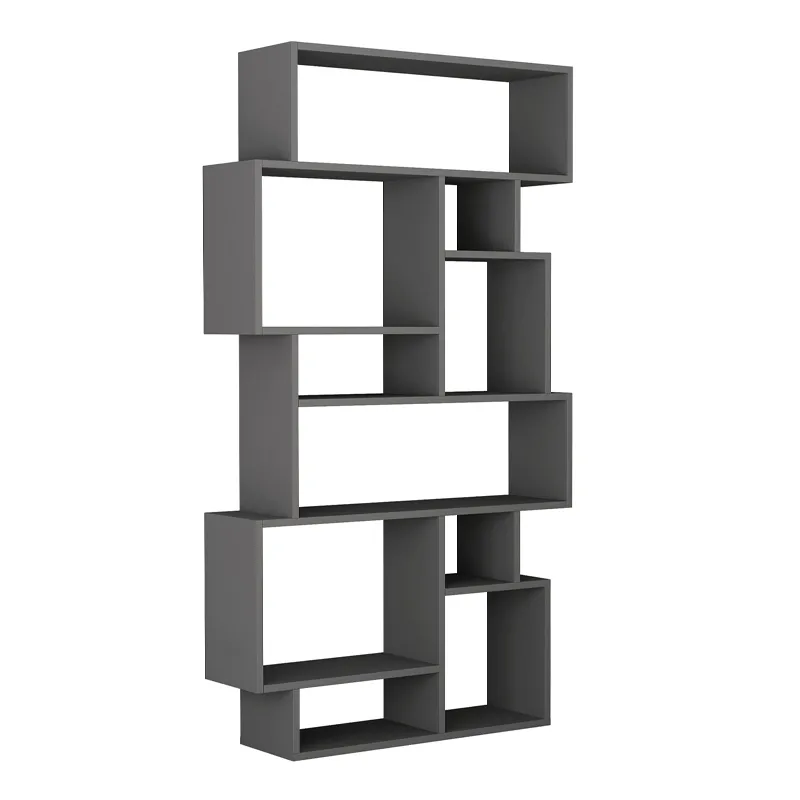 Βιβλιοθήκη μελαμίνης Karmato Megapap χρώμα ανθρακί 96x25,5x168,5εκ. - Βιβλιοθήκες