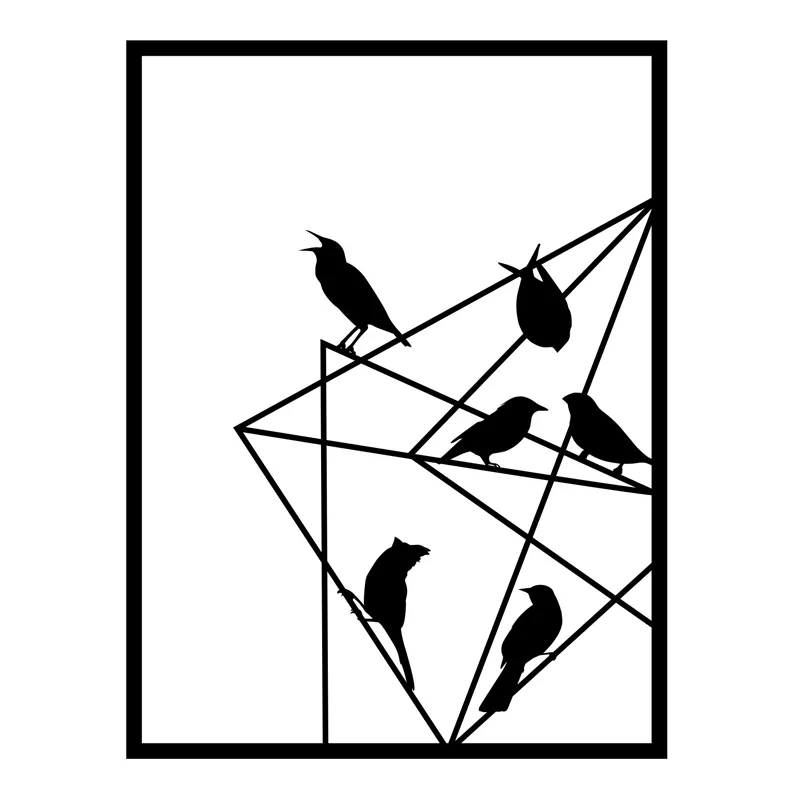 Διακοσμητικό τοίχου Birds on Wire Megapap μεταλλικό χρώμα μαύρο 37x2x49εκ. - Διακόσμηση τοίχου