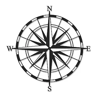 Διακοσμητικό τοίχου Compass Megapap μεταλλικό χρώμα μαύρο 45x2x45εκ.