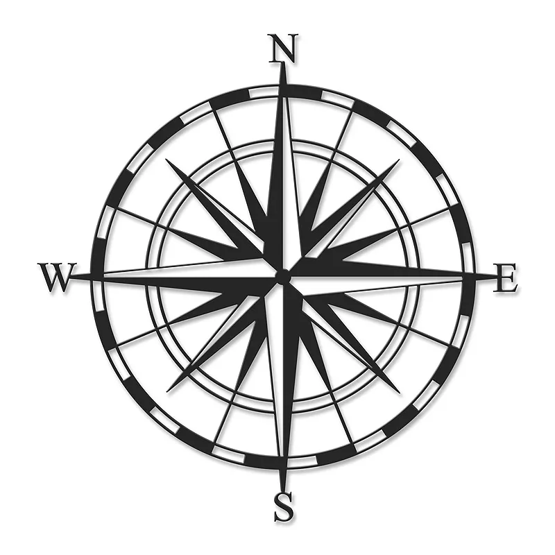 Διακοσμητικό τοίχου Compass Megapap μεταλλικό χρώμα μαύρο 45x2x45εκ. - Διακόσμηση τοίχου