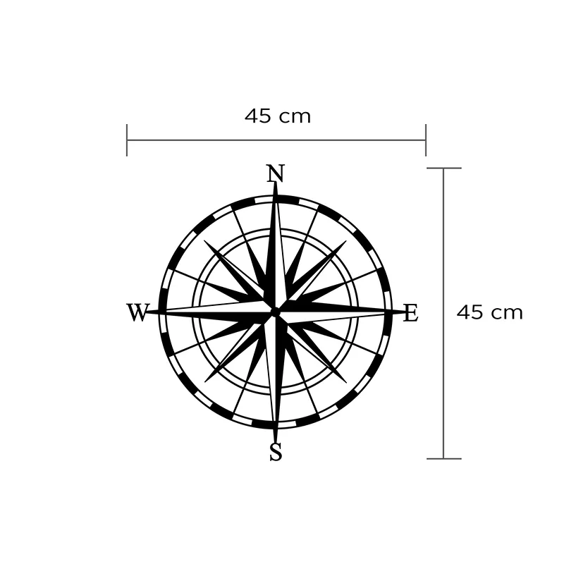 Διακοσμητικό τοίχου Compass Megapap μεταλλικό χρώμα μαύρο 45x2x45εκ. - Διακόσμηση τοίχου