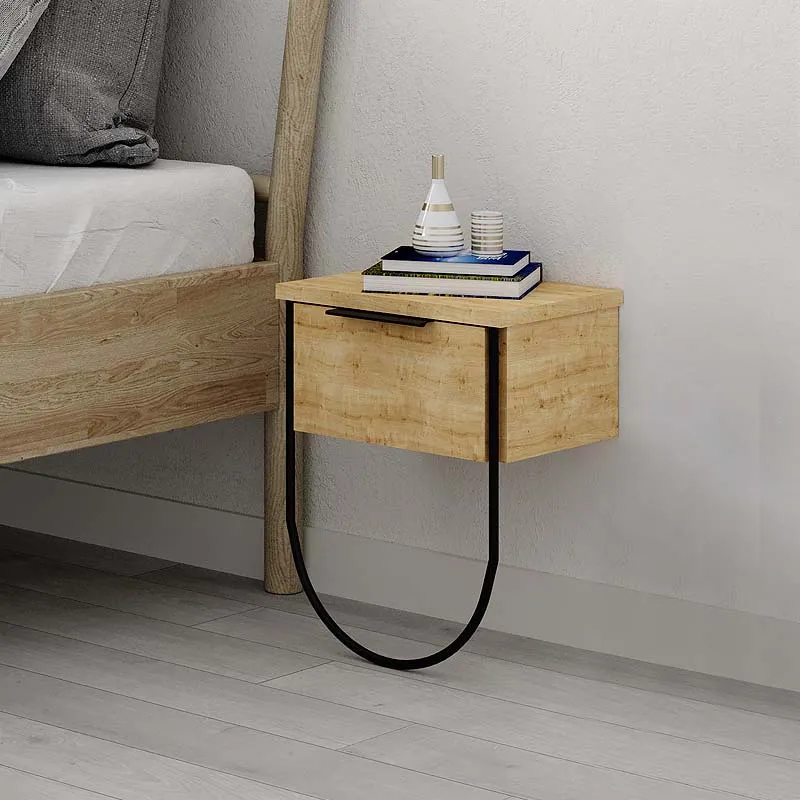 Κομοδίνο μελαμίνης Norfolk Megapap χρώμα φυσικό οξιάς 33x25x44εκ. - Κομοδίνα