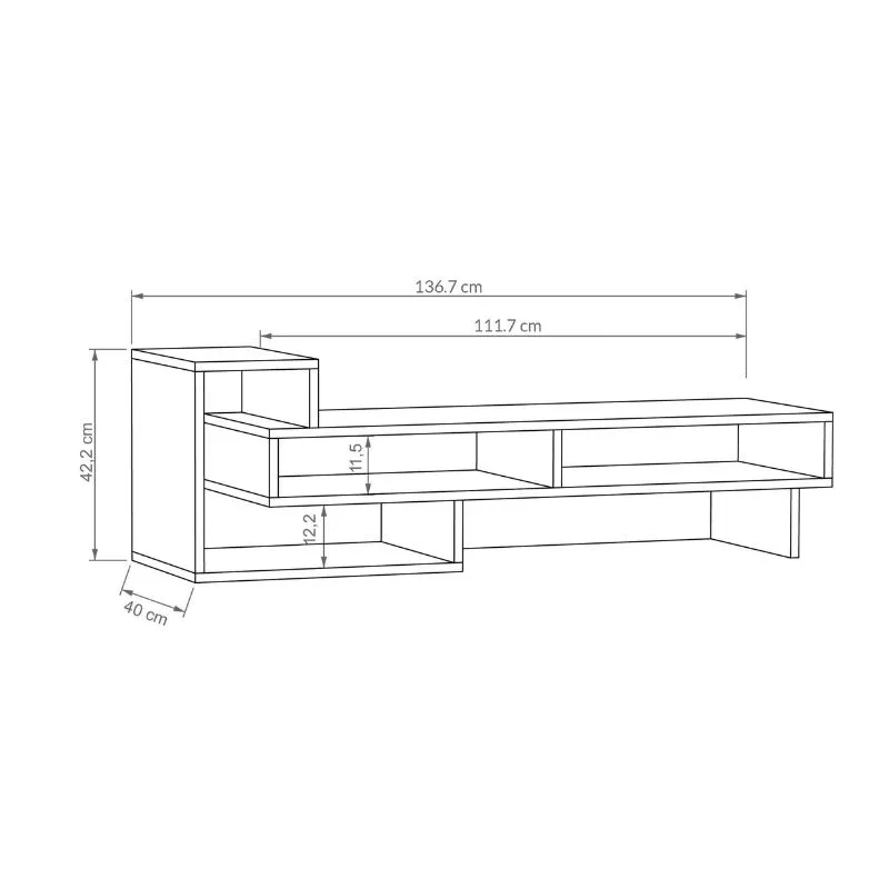 Έπιπλο τηλεόρασης Tetra Megapap χρώμα λευκό 136,7x40x42εκ.
