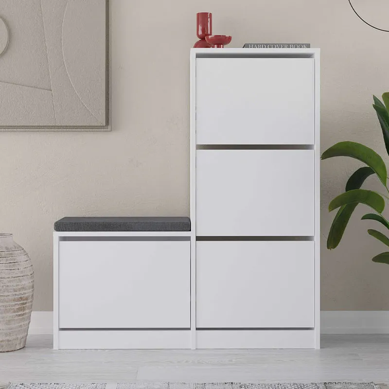 Παπουτσοθήκη μελαμίνης Dude Megapap χρώμα λευκό 104,8x26x118,5εκ. - Παπουτσοθήκες