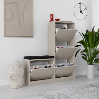 Παπουτσοθήκη Dude Megapap χρώμα sandstone 104,8x26x118,5εκ.