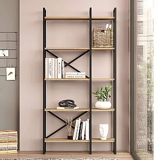 Βιβλιοθήκη Dusan Megapap χρώμα sepet oak 87,5x30x175εκ.
