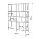Βιβλιοθήκη Maxi Megapap χρώμα sapphire oak - silky black 144x35x175εκ.