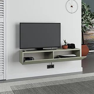 Έπιπλο τηλεόρασης επιτοίχιο Francy Megapap χρώμα ash green 135x31,7x25εκ.