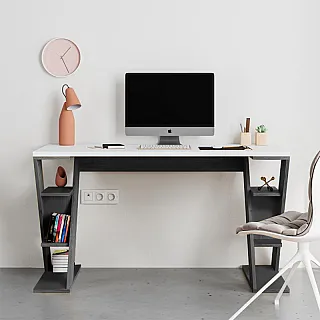 Γραφείο εργασίας Papillon Megapap χρώμα ανθρακί - λευκό 137x60x75εκ