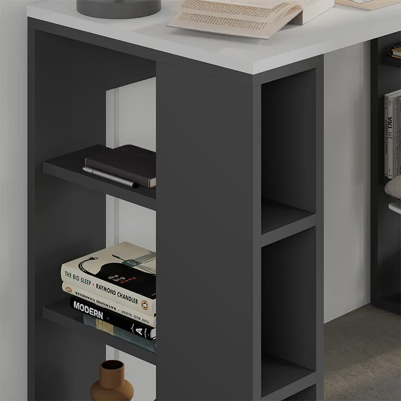 Γραφείο εργασίας Colmar Megapap χρώμα ανθρακί - λευκό 106x50x75εκ.