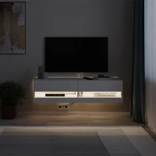 Έπιπλο τηλεόρασης επιτοίχιο Moon Megapap με LED χρώμα λευκό 120x33,8x30εκ.