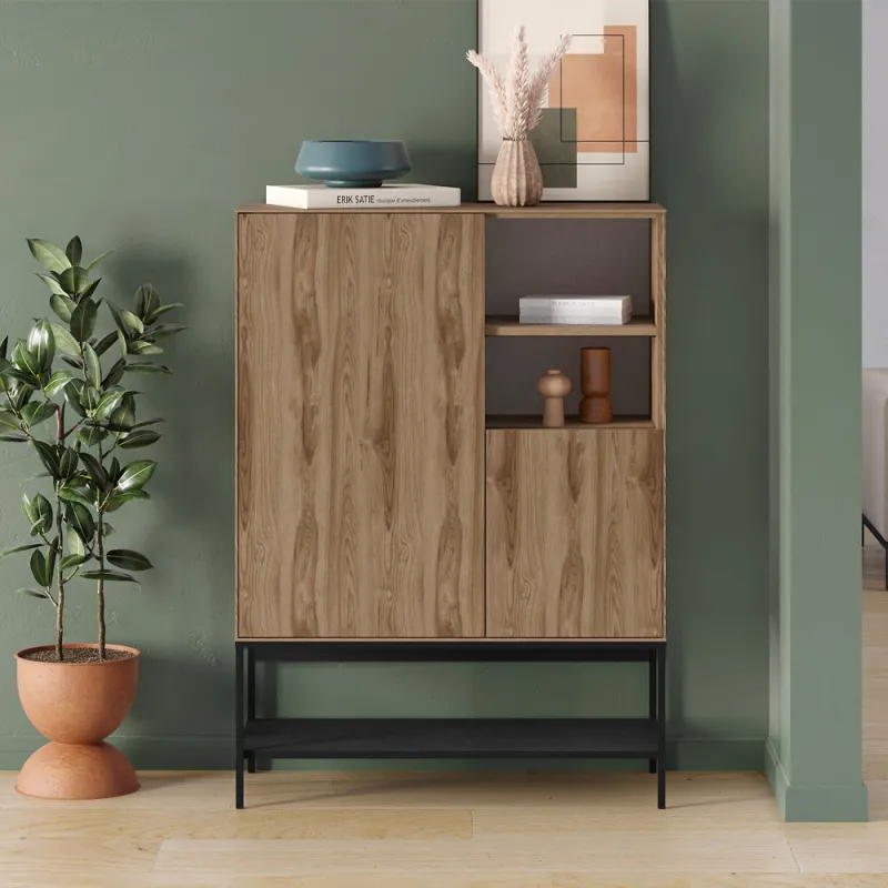 Μπουφές Amira Megapap χρώμα καρυδί Ud - black wood 90x40x125εκ.