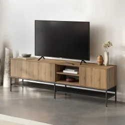 Έπιπλο τηλεόρασης Amira Megapap χρώμα καρυδί Ud - black wood 180x35x55εκ.