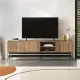 Έπιπλο τηλεόρασης Amira Megapap χρώμα καρυδί Ud - black wood 180x35x55εκ.