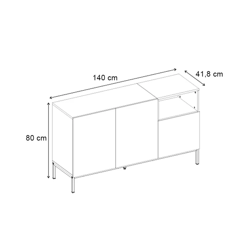Μπουφές Cailin Megapap χρώμα sepet oak - black wood 140x41,8x80εκ.