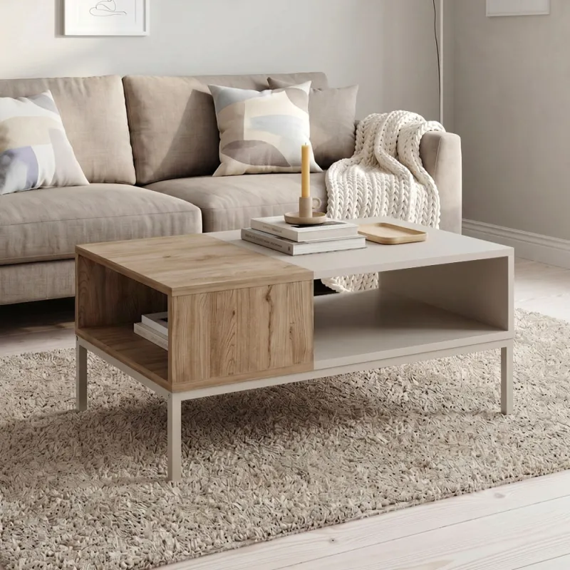 Τραπεζάκι σαλονιού Cailin Megapap χρώμα sandstone - sepet oak 90x56x40,6εκ.