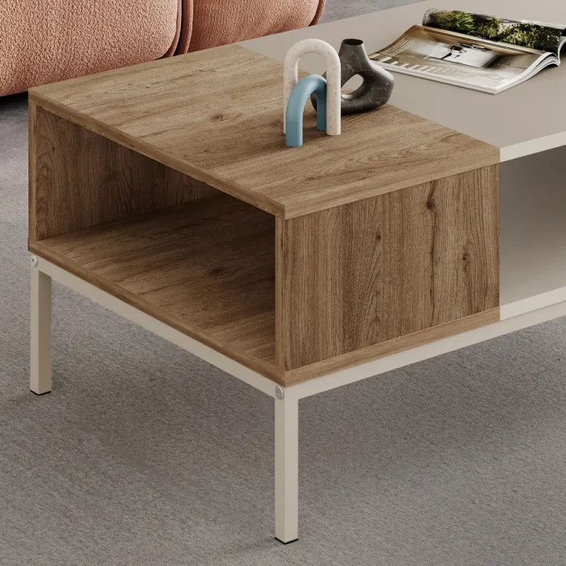 Τραπεζάκι σαλονιού Cailin Megapap χρώμα sandstone - sepet oak 90x56x40,6εκ.
