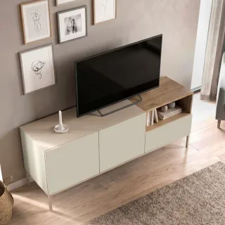 Έπιπλο τηλεόρασης Cailin Megapap χρώμα sandstone - sepet oak 140x41,8x55εκ.