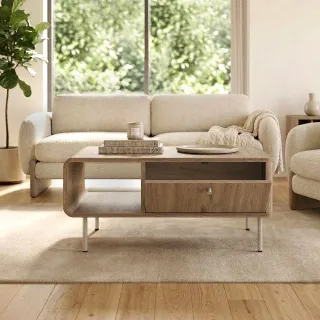 Τραπεζάκι σαλονιού Colia Megapap χρώμα sepet oak 90x60x40,4εκ.