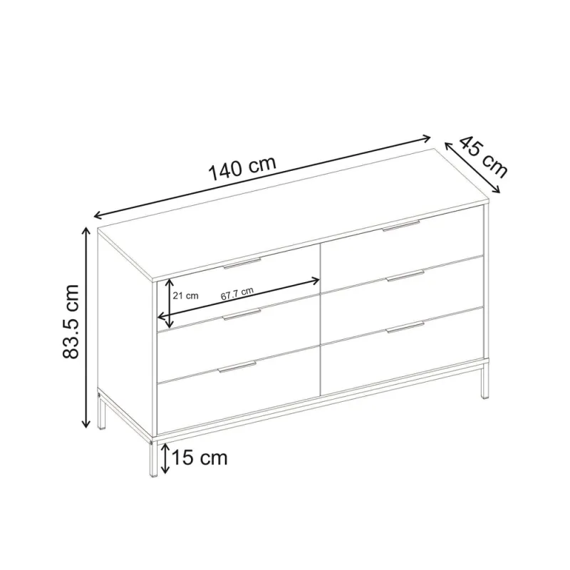 Συρταριέρα Mars Megapap χρώμα καρυδί Ud 140x45x83,5εκ.