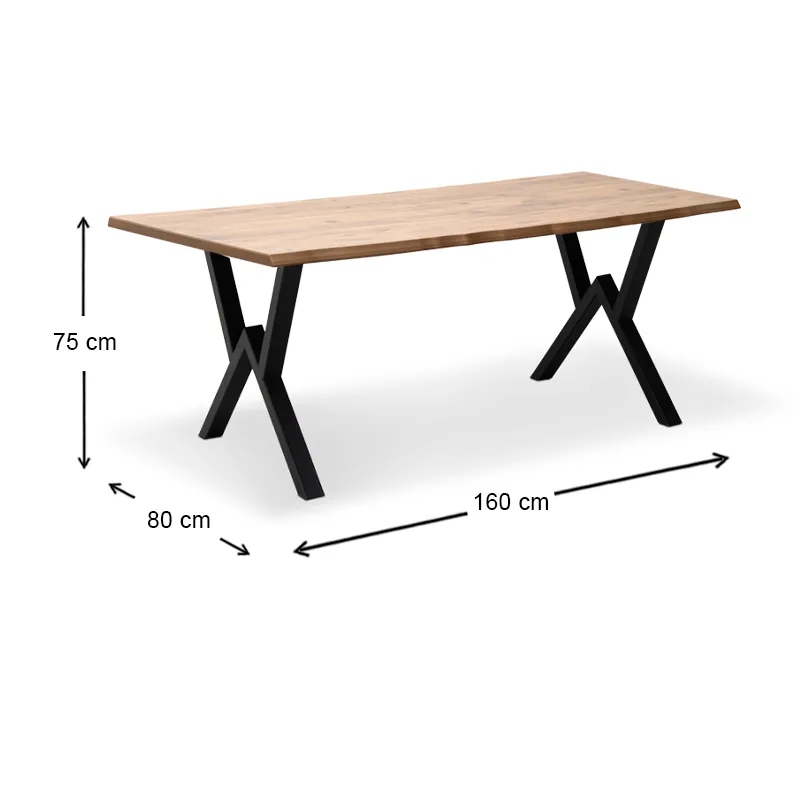 Τραπέζι Walter Megapap Mdf - μεταλλικό χρώμα ακακίας 160x80x75εκ. - Τραπέζια