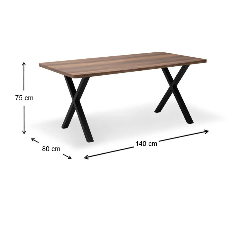 Τραπέζι Jeremy Megapap Mdf - μεταλλικό χρώμα καρυδί 140x80x75εκ. - Τραπέζια