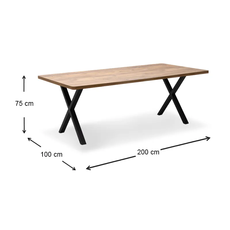 Τραπέζι Jeremy Megapap Mdf - μεταλλικό χρώμα ακακίας 200x100x75εκ. - Τραπέζια
