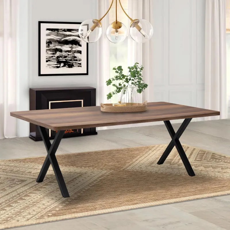 Τραπέζι Jeremy Megapap Mdf - μεταλλικό χρώμα καρυδί 200x100x75εκ. - Τραπέζια