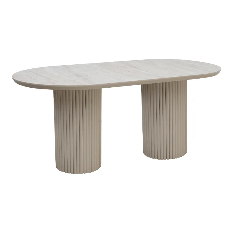 Τραπέζι Hazar Megapap Mdf χρώμα travertine - sandstone 180x90x77εκ.