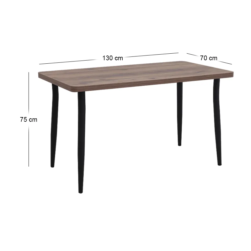 Τραπέζι Levico Megapap Mdf - μεταλλικό χρώμα καπνιστή καρυδιά 130x70x75εκ.