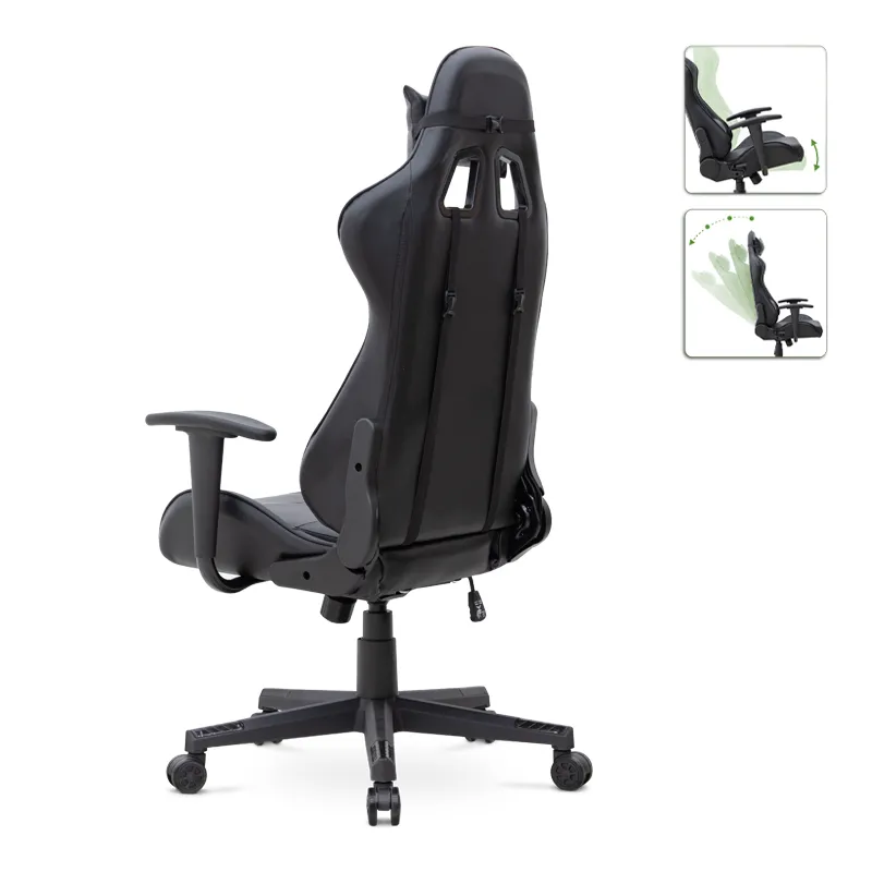 Καρέκλα γραφείου Gaming Alonso Megapap από τεχνόδερμα χρώμα μαύρο 67x70x125/135 εκ. - Καρέκλες γραφείου