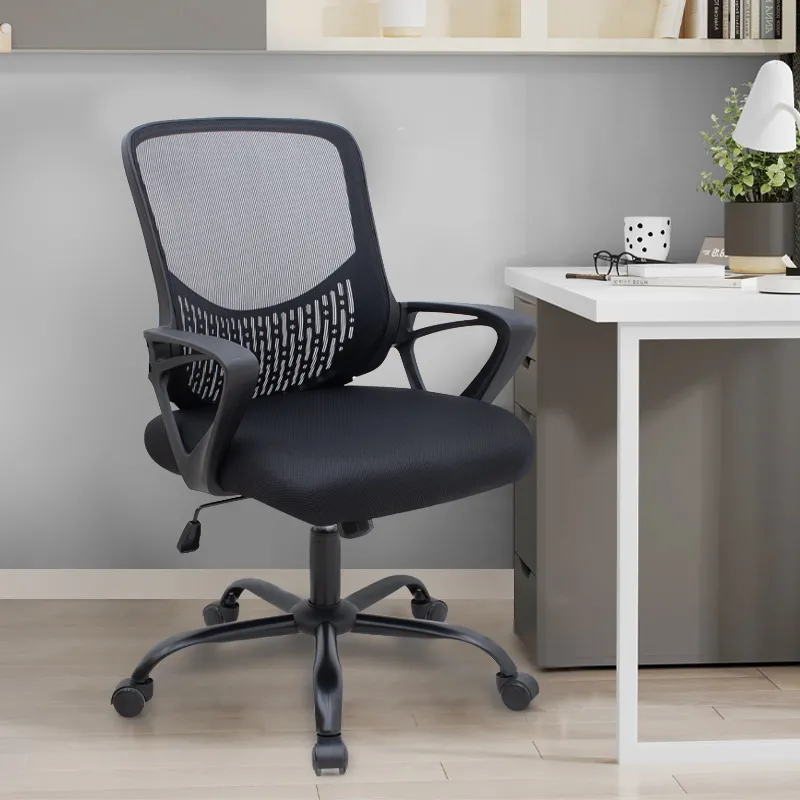 Καρέκλα γραφείου Freda Megapap με ύφασμα Mesh χρώμα μαύρο 65x65x90/100εκ.