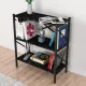 Βιβλιοθήκη Jocasta Megapap μεταλλική - μελαμίνης χρώμα μαύρο εφέ μαρμάρου 66x34x85εκ. - Βιβλιοθήκες γραφείου