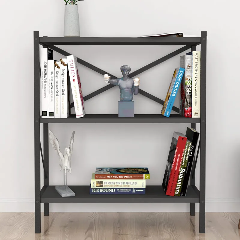 Βιβλιοθήκη Jocasta Megapap μεταλλική - μελαμίνης χρώμα ανθρακί 66x34x85εκ. - Βιβλιοθήκες γραφείου