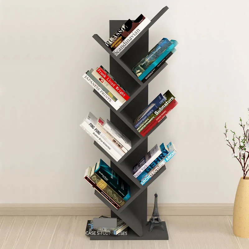 Βιβλιοθήκη μελαμίνης Milton Megapap χρώμα ανθρακί 44x22x121εκ. - Βιβλιοθήκες