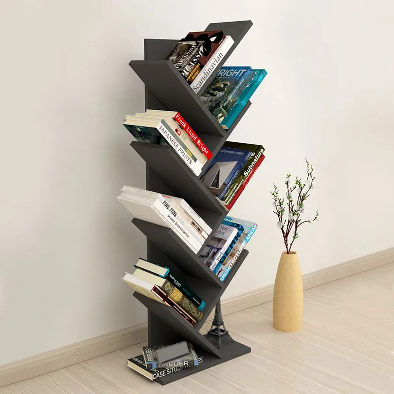 Βιβλιοθήκη μελαμίνης Milton Megapap χρώμα ανθρακί 44x22x121εκ. - Βιβλιοθήκες