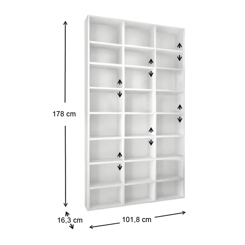 Βιβλιοθήκη μελαμίνης Fyodor Megapap χρώμα λευκό 102x16x178εκ. - Βιβλιοθήκες