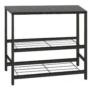 Βοηθητικό τραπεζάκι για φουρνάκι Mulligan Megapap μεταλλικό - μελαμίνης χρώμα μαύρο - εφέ μαρμάρου 80x40x80εκ.