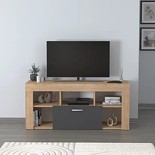 Έπιπλο τηλεόρασης Midili Megapap χρώμα sapphire oak - ανθρακί 135x42x60,7εκ.