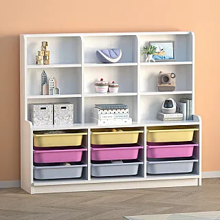 Βιβλιοθήκη Obia Megapap με 9 συρτάρια χρώμα λευκό 132,6x30x115εκ.