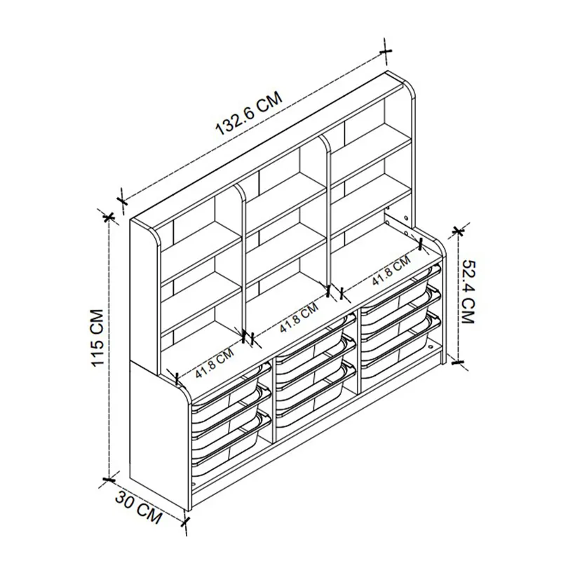 Βιβλιοθήκη Obia Megapap με 9 συρτάρια χρώμα λευκό 132,6x30x115εκ.