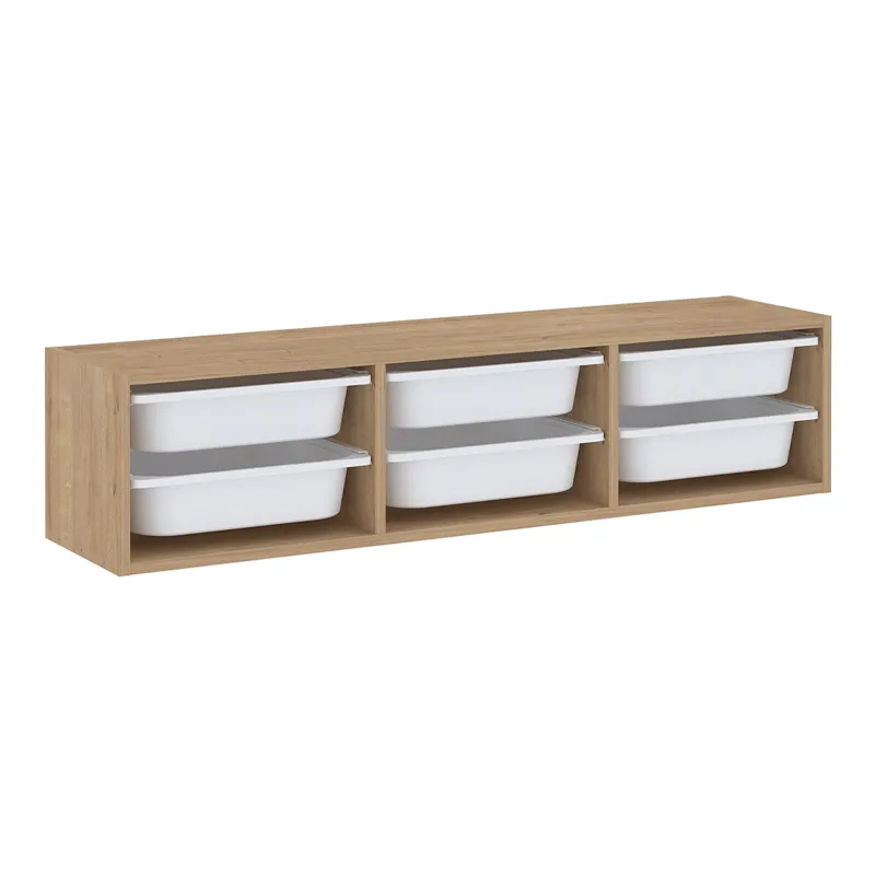 Συρταριέρα επιτοίχια Pavia Megapap με 6 συρτάρια χρώμα sapphire oak 132x31x30,7εκ.