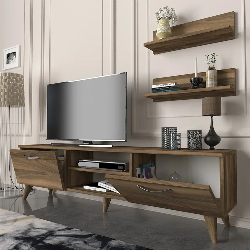 Έπιπλο τηλεόρασης Colin Megapap χρώμα καρυδί 150x29,5x40,6εκ.