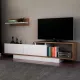 Έπιπλο τηλεόρασης Novara Megapap από μελαμίνη χρώμα λευκό - καρυδί 180x29,6x45εκ. - Έπιπλα τηλεόρασης