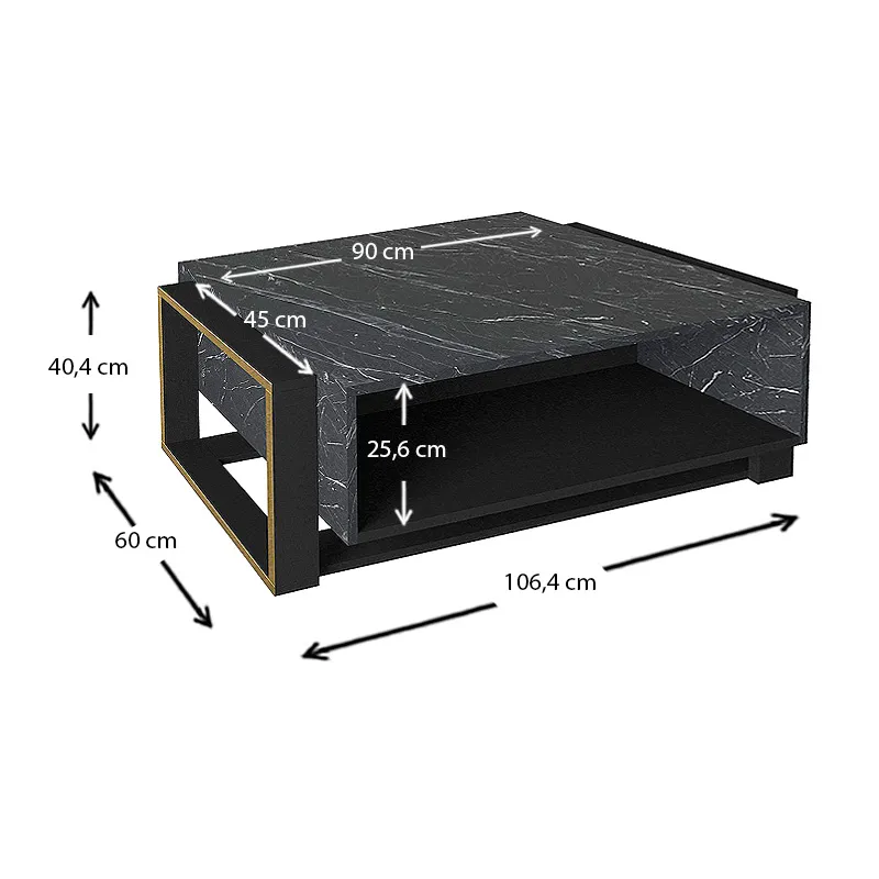 Τραπεζάκι σαλονιού Serina Megapap από μελαμίνη χρώμα μαύρο εφέ μαρμάρου 107x60x40εκ. - Τραπεζάκια σαλονιού