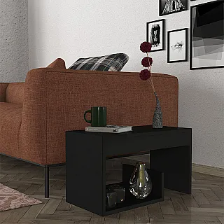 Τραπεζάκι βοηθητικό Rosana Megapap χρώμα μαύρο 35x29,5x60εκ.